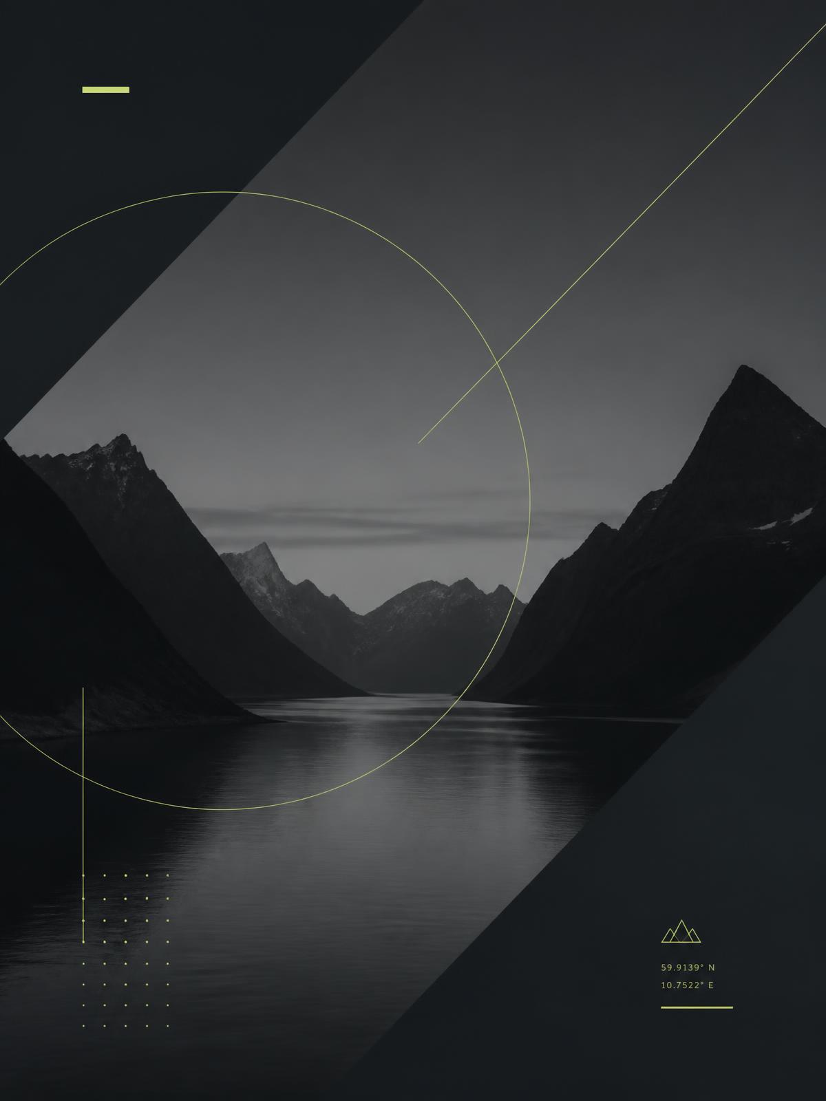 Case study for Västra Heavy — abstract Nordic landscape with clean geometric overlay